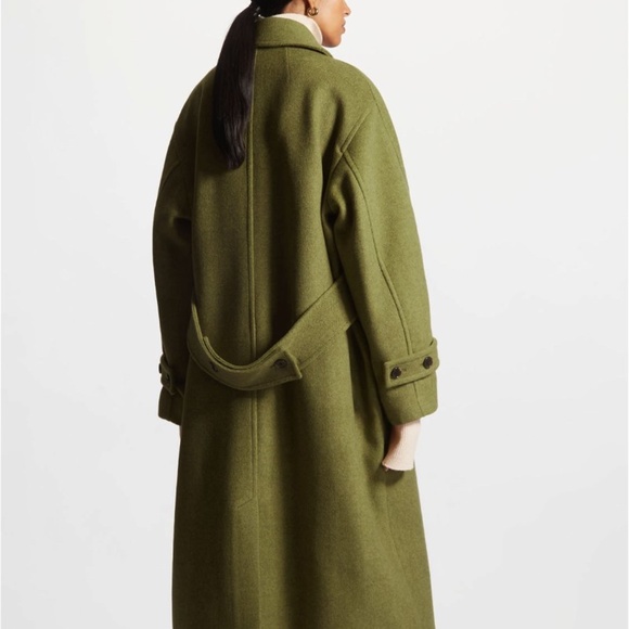 ISO: COS Tailored Herringbone Coat / Olive Khaki Green Trench Wool - Picture 3 of 5